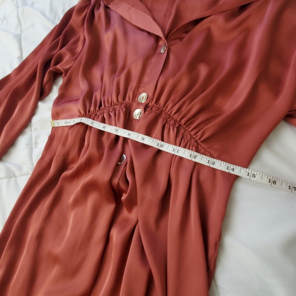Zara Womens Satin Effect Midi Shirt Dress Marsala Size M - Picture 7 of 8